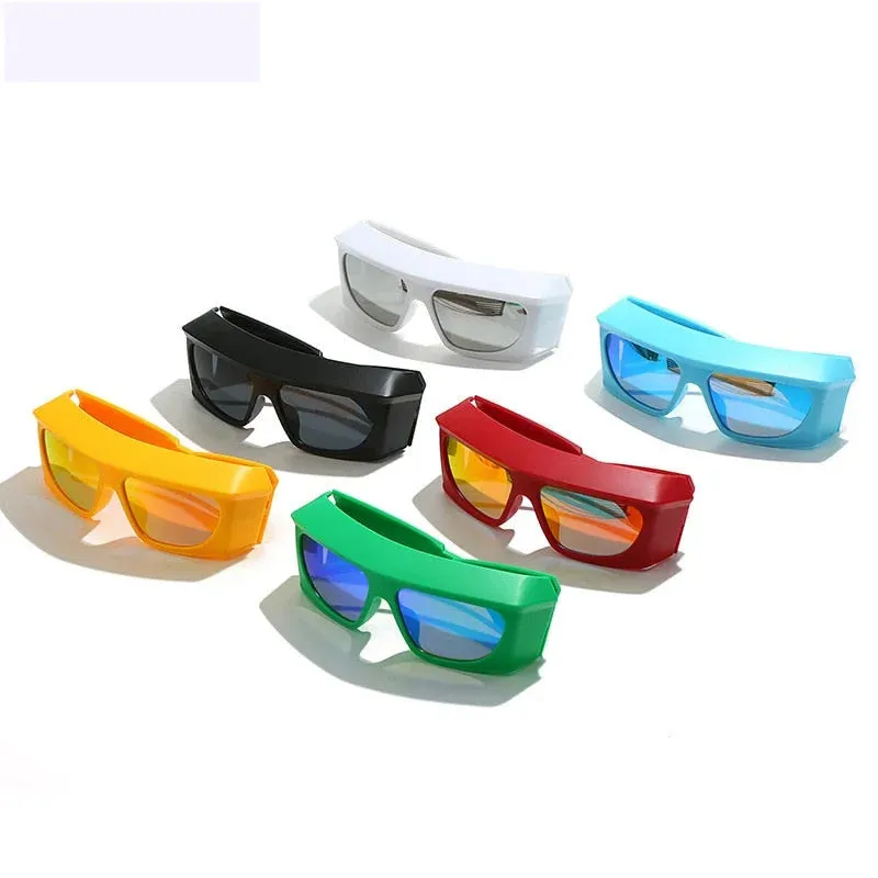 Unisex Steampunk Sports UV400 Shades Oversized Rectangle Sunglasses