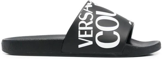 Versace Jeans Couture logo-print slides Black