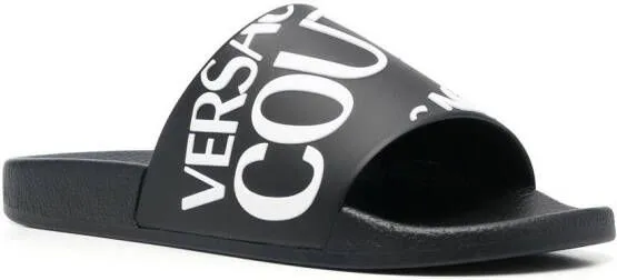 Versace Jeans Couture logo-print slides Black