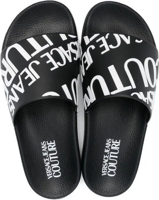 Versace Jeans Couture logo-print slides Black