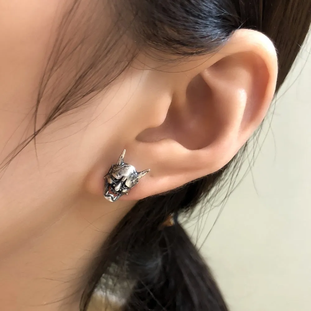 Vintage Demon Skull Stud Earrings