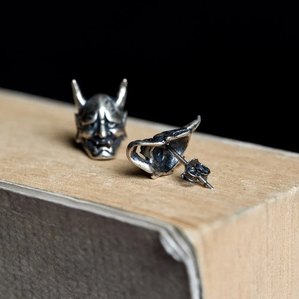 Vintage Demon Skull Stud Earrings