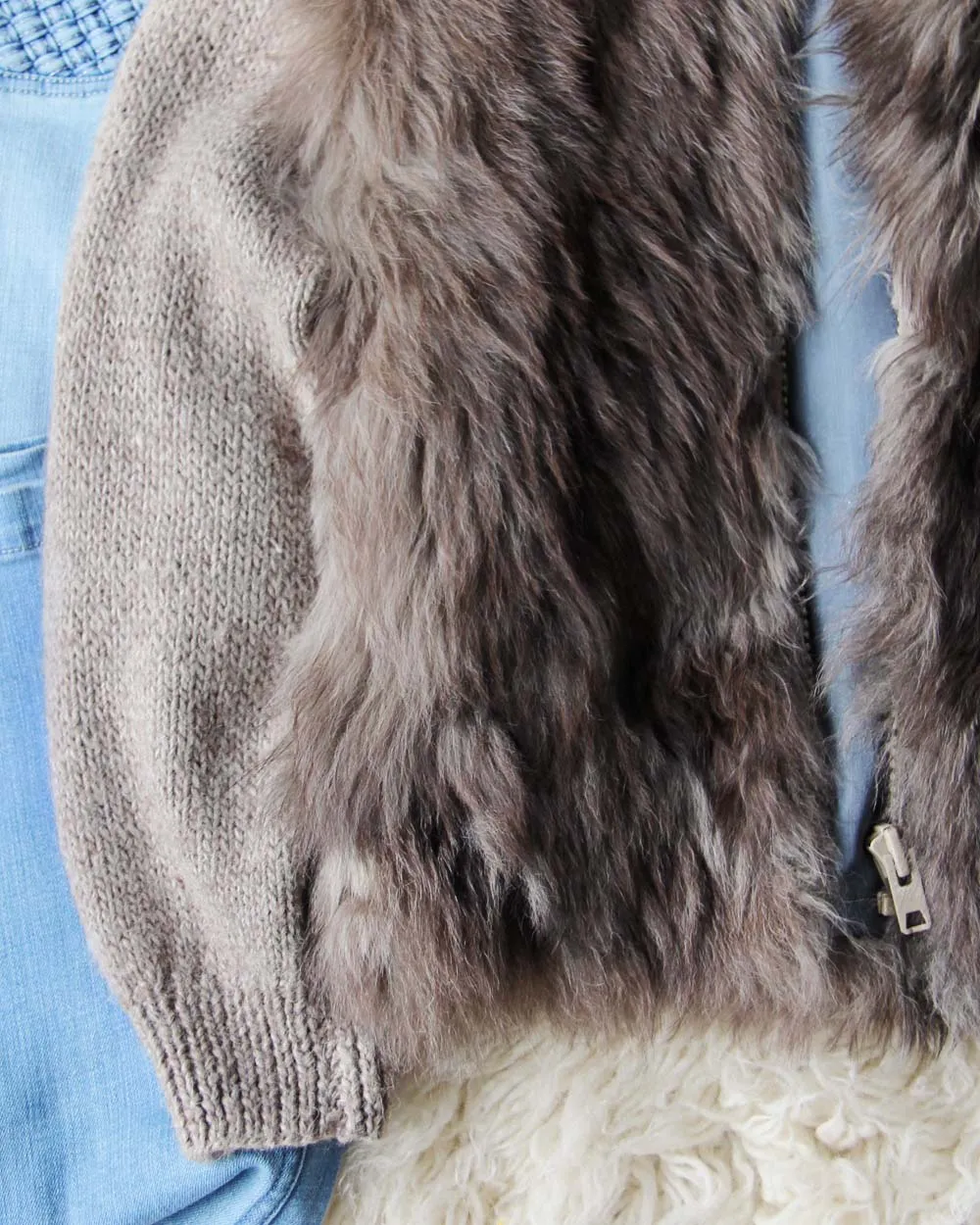 Vintage Fur Knit Sweater Coat