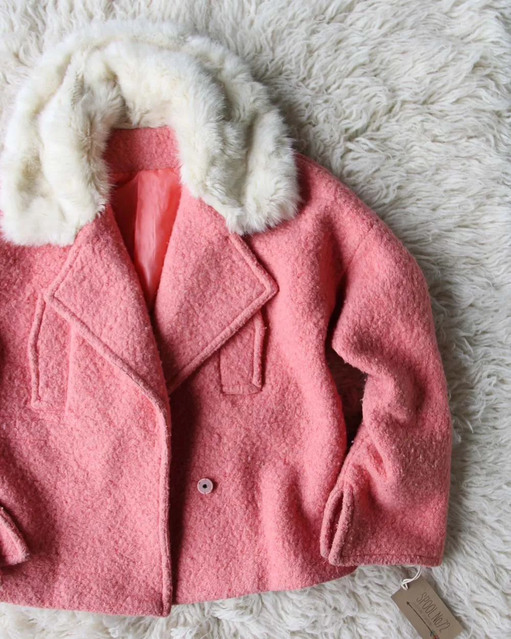 Vintage Pink + Fur Pea Coat