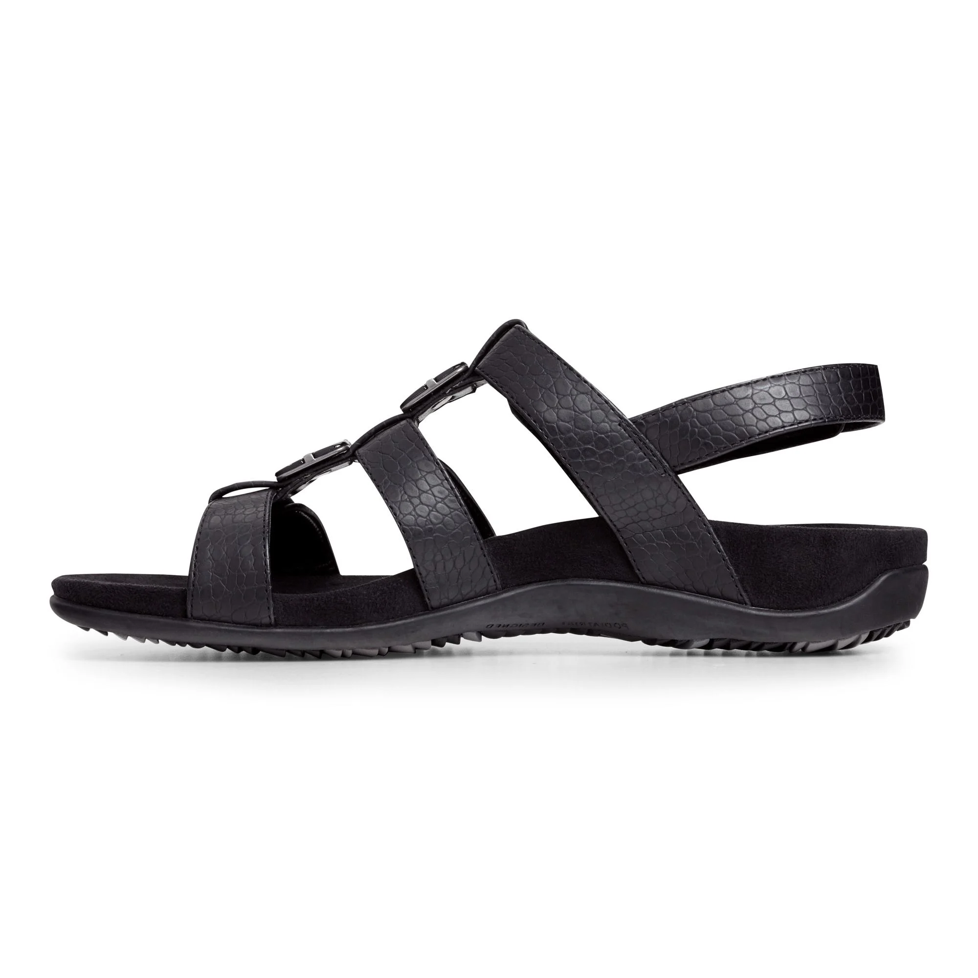 Vionic Womens Amber Adjustable Sandal- Black Crocodile