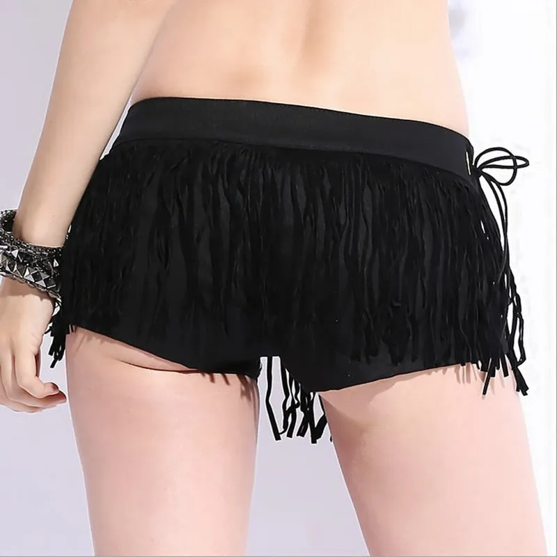 Women's Denim Solid Pattern Sexy Hole Tassel Low Waist Casual Shorts