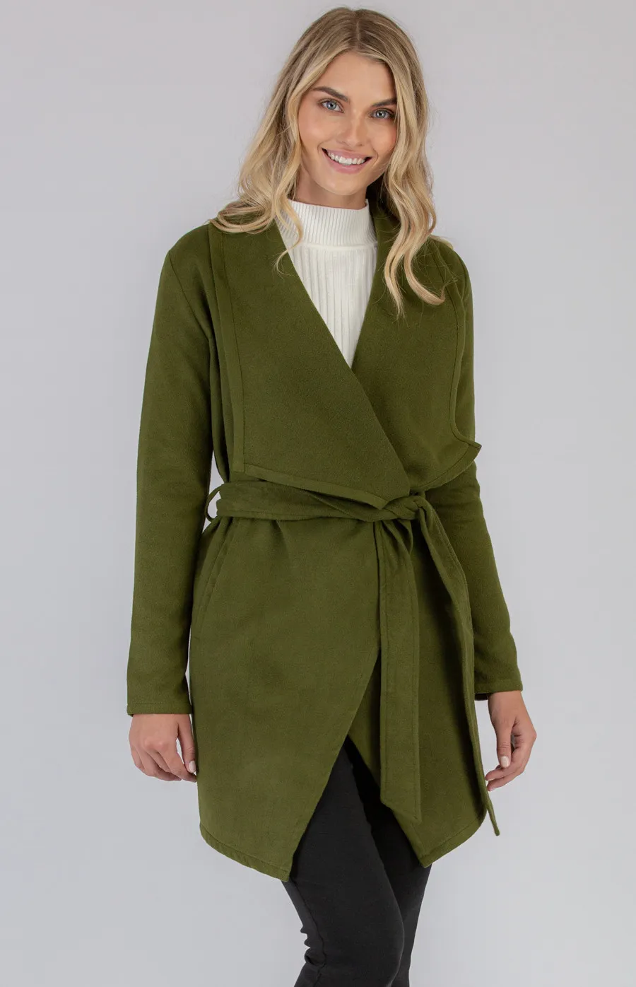 Wool Wrap Coat with Tie-on Belt Feature (AJ301A)