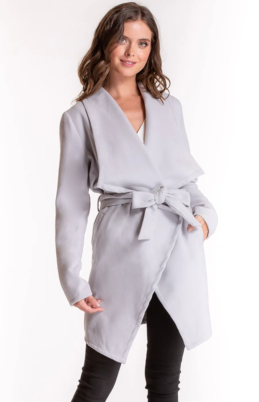 Wool Wrap Coat with Tie-on Belt Feature (AJ301A)