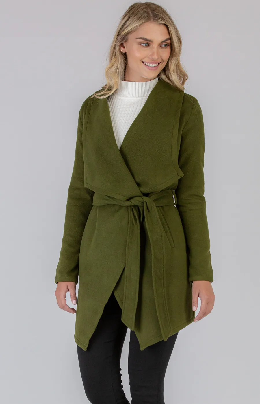 Wool Wrap Coat with Tie-on Belt Feature (AJ301A)