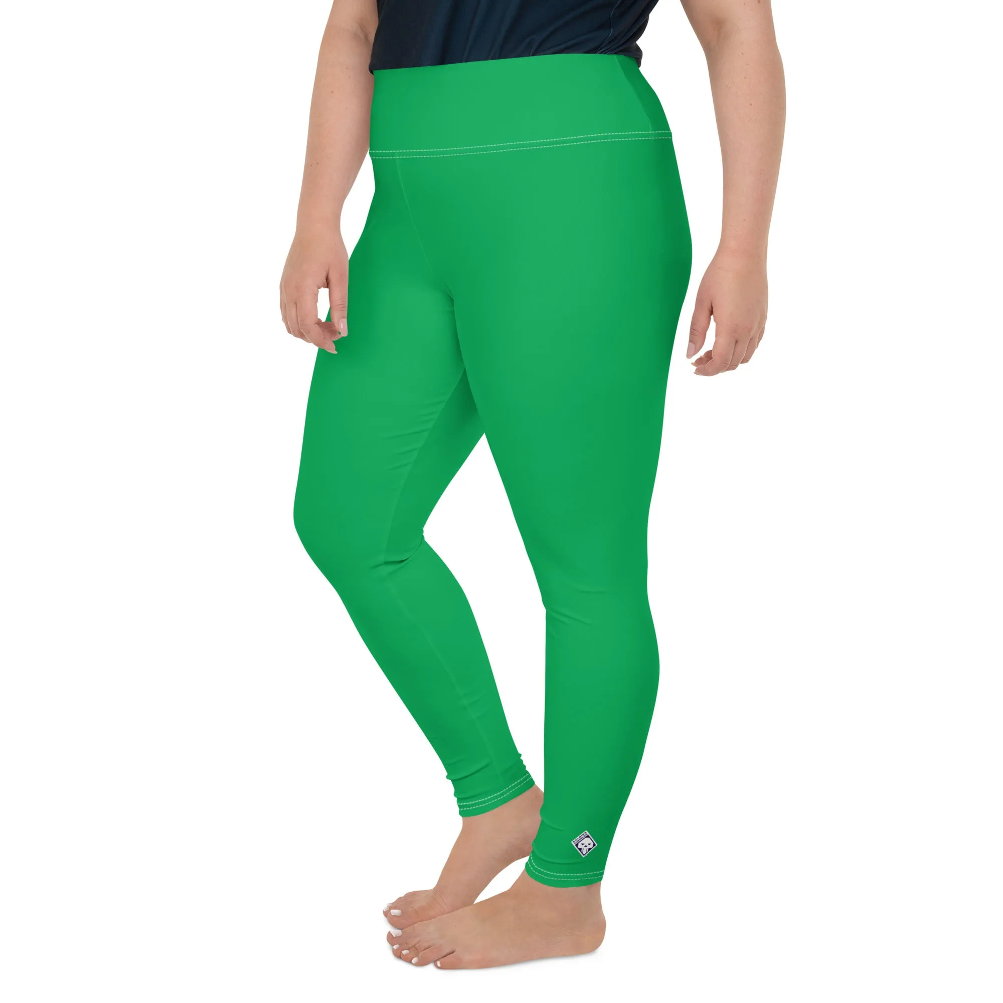 Workout Elegance: Plus Size Solid Color Yoga Pants - Jade