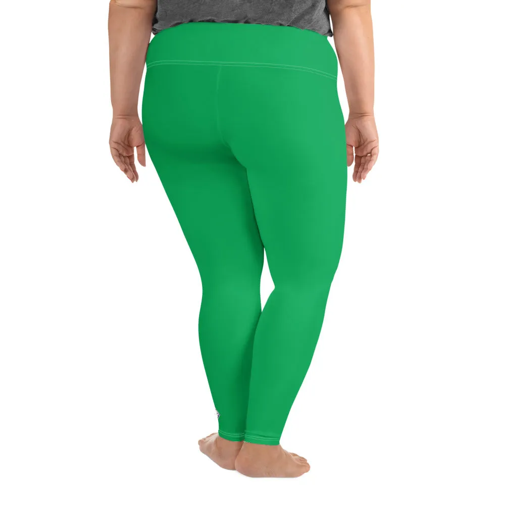 Workout Elegance: Plus Size Solid Color Yoga Pants - Jade