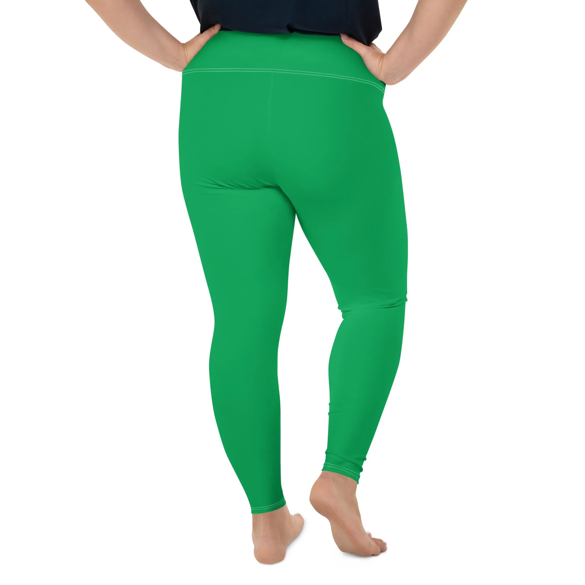 Workout Elegance: Plus Size Solid Color Yoga Pants - Jade