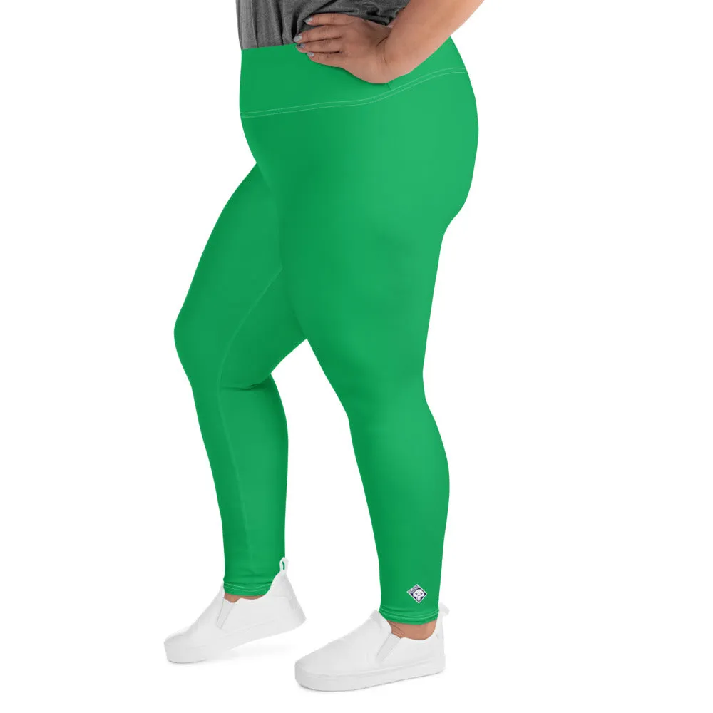 Workout Elegance: Plus Size Solid Color Yoga Pants - Jade