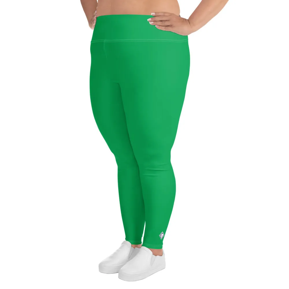 Workout Elegance: Plus Size Solid Color Yoga Pants - Jade