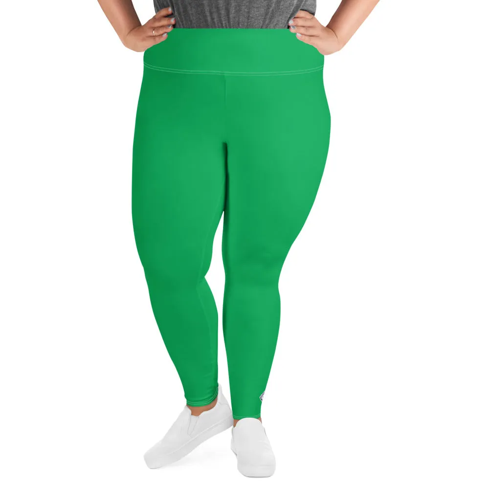 Workout Elegance: Plus Size Solid Color Yoga Pants - Jade