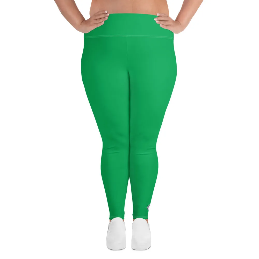 Workout Elegance: Plus Size Solid Color Yoga Pants - Jade