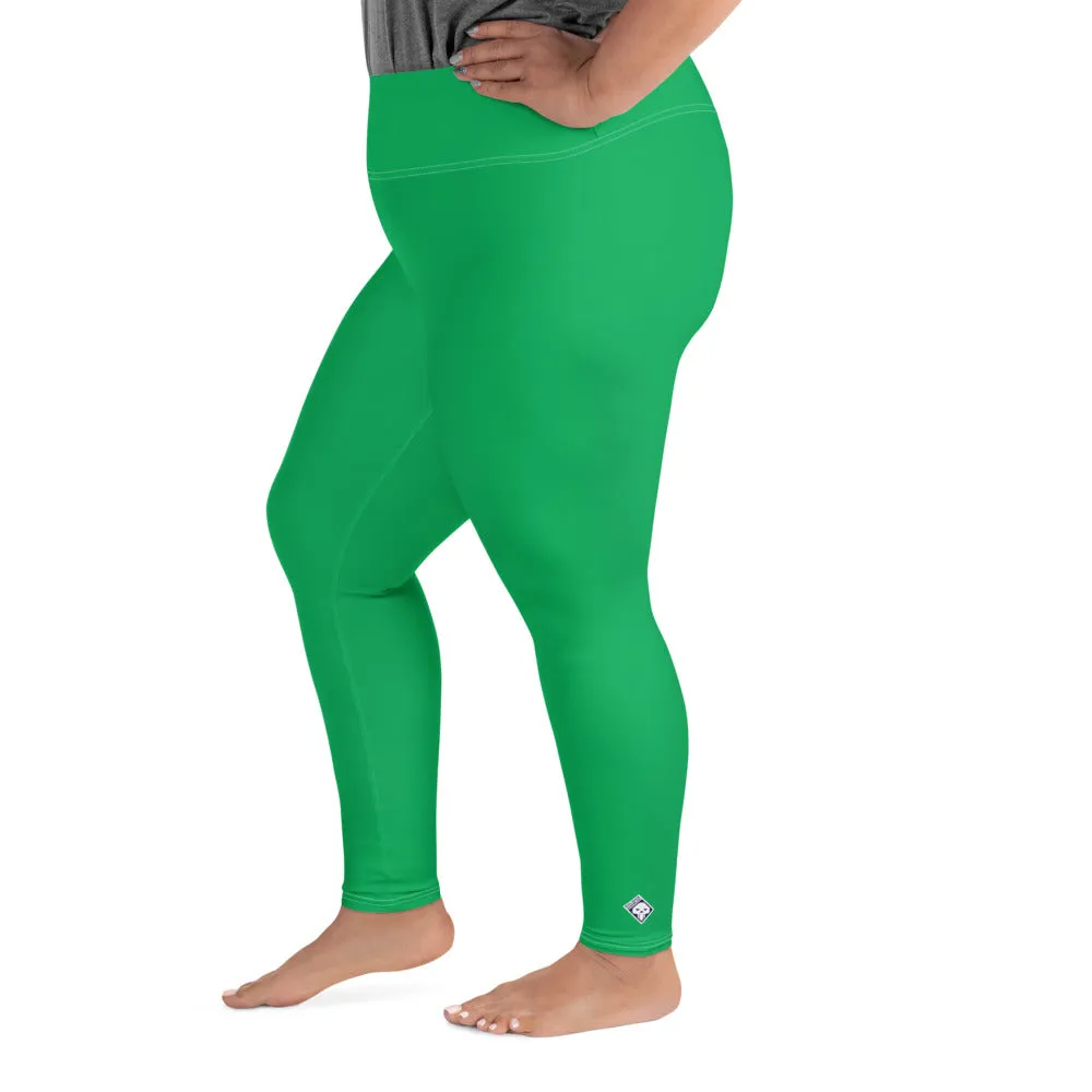 Workout Elegance: Plus Size Solid Color Yoga Pants - Jade