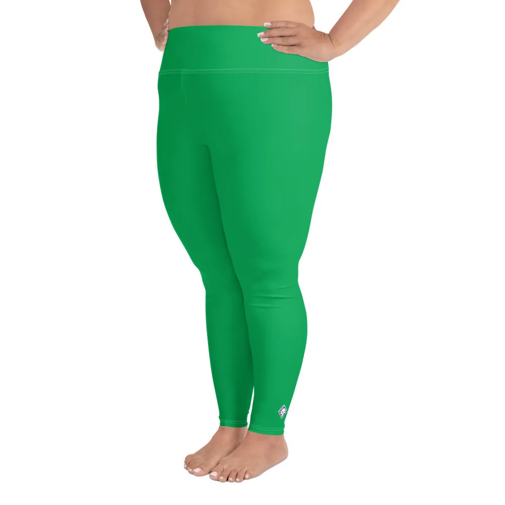 Workout Elegance: Plus Size Solid Color Yoga Pants - Jade