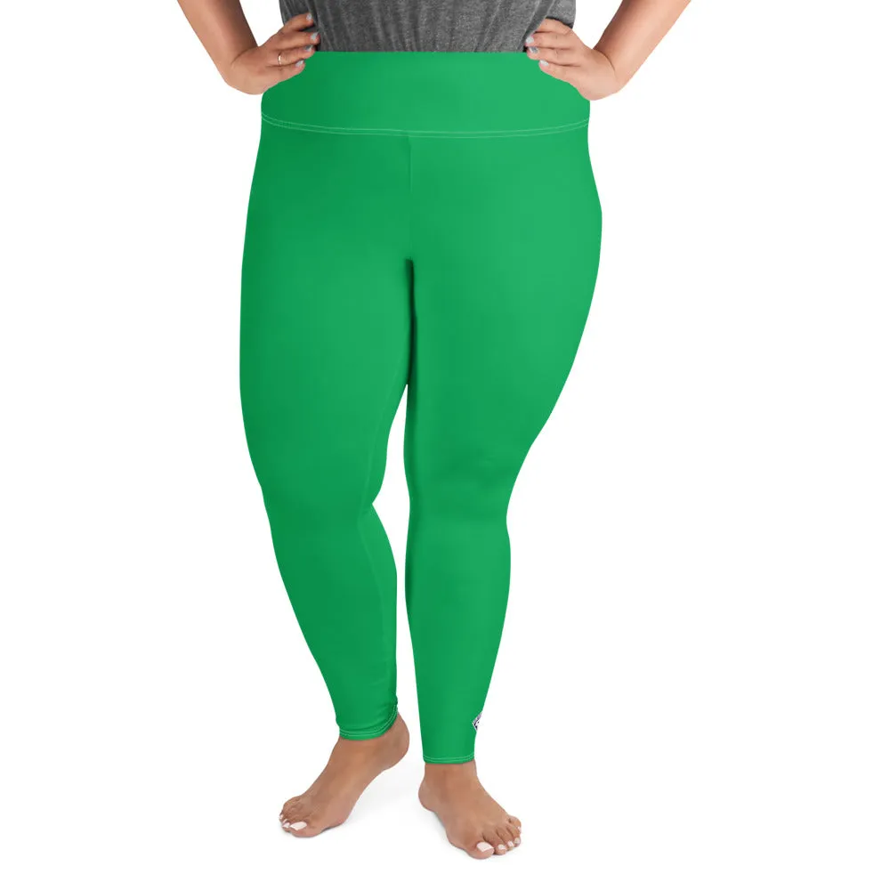 Workout Elegance: Plus Size Solid Color Yoga Pants - Jade