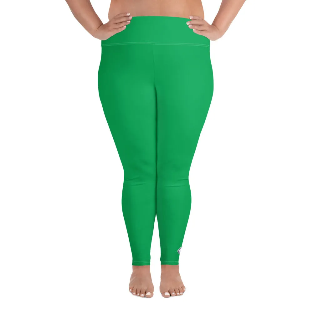 Workout Elegance: Plus Size Solid Color Yoga Pants - Jade