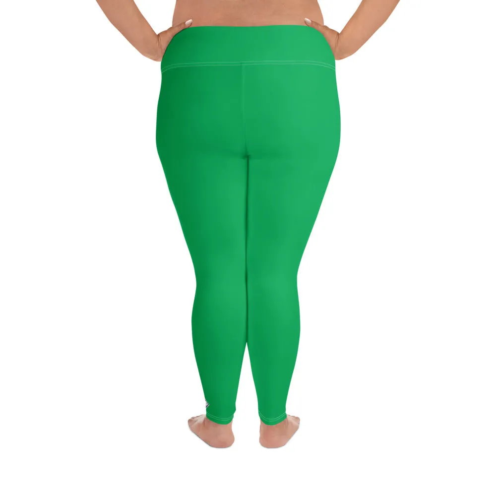 Workout Elegance: Plus Size Solid Color Yoga Pants - Jade